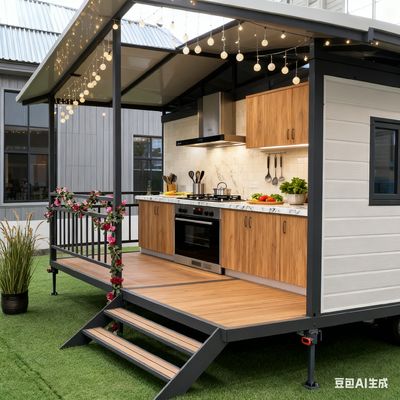 kopen 20FT double wing container house with balcony, bending parts 2.0mm steel column online vervaardiging