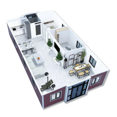 Gegalvaniseerd staal frame 40ft uitbreidbare container huis met gereed-to-plumbing en T65mm EPS kleur staal plaat behang