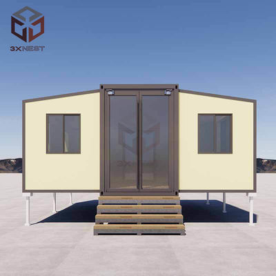 Aanpasbare trap dubbel vleugelcontainerhuis met balkon EPS/PU/rock wool isolatie