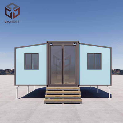 Doppel vleugel container huis met balkon van triplex vloer Rock Wool Sandwich Panel