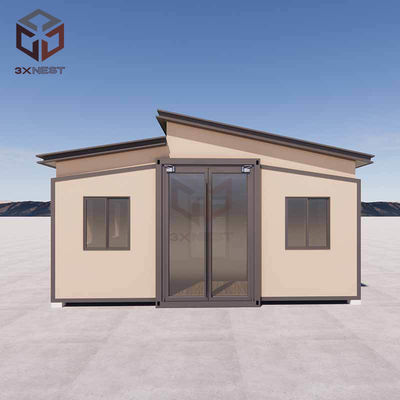 Dubbele vleugel opvouwbaar 20ft container box huis met sandwich paneel dak