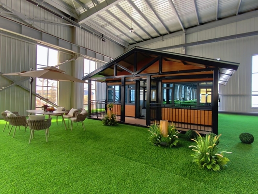 Moderne prefab vouwhuis met 50mm vloerdikte en PVC schuifraam