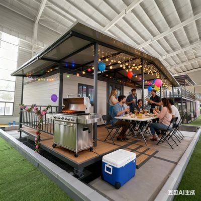 220V Spanning Uitvouwbaar Dubbelvleugelig 20ft Containerhuis met Eén 32 Lekstroombeveiliging en Stalen Kolom Buigonderdelen 2.0mm