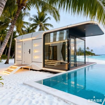 Space Capsule House Space-29 Model met LED-verlichtingssysteem voor het hele huis en afmetingen L8560 x W3460 x H3400