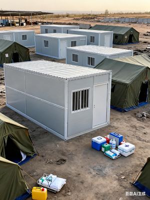 Uitbreidbaar prefab huis met geluidsisolatie ≥ 30dB en buiten afmetingen 5800*2400*2896mm voor dak live road 0,5KN/m2