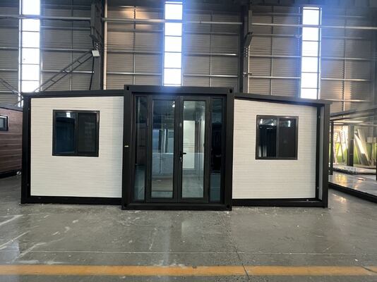 Opvouwbare 20ft container met volledig gegalvaniseerd hoofdframe, 75mm EPS sandwichpanelen en seismisch prestatieniveau 8 voor uitbreidbare containerwoning